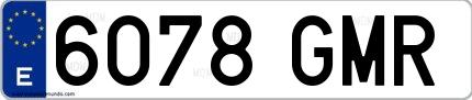 Ejemplo de matrícula española 6078 GMR