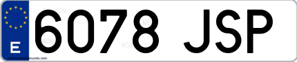 Ejemplo de matrícula de coche ordinaria 6078 JSP