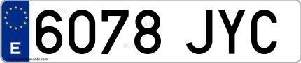 Ejemplo de matrícula española 6078 JYC