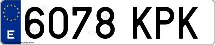 Ejemplo de matrícula española 6078 KPK