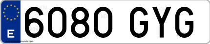 Ejemplo de matrícula de coche ordinaria 6080 GYG