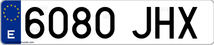 Ejemplo de matrícula de coche ordinaria 6080 JHX