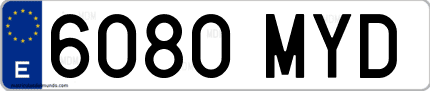 Ejemplo de matrícula de coche ordinaria 6080 MYD