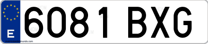 Ejemplo de matrícula de coche ordinaria 6081 BXG