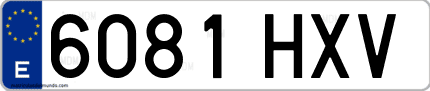 Ejemplo de matrícula de coche ordinaria 6081 HXV