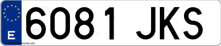 Ejemplo de matrícula de coche ordinaria 6081 JKS