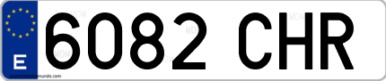 Ejemplo de matrícula de coche ordinaria 6082 CHR