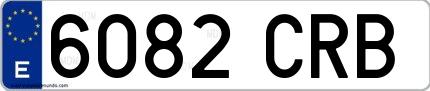 Ejemplo de matrícula española 6082 CRB