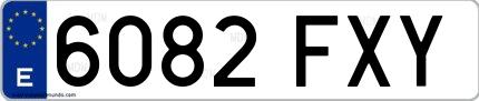Ejemplo de matrícula española 6082 FXY