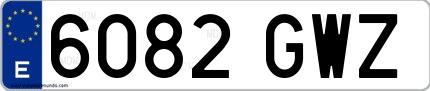 Ejemplo de matrícula española 6082 GWZ