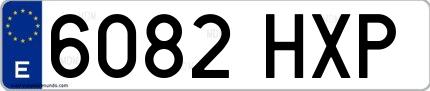 Ejemplo de matrícula española 6082 HXP