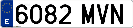 Ejemplo de matrícula de coche ordinaria 6082 MVN