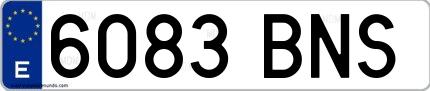 Ejemplo de matrícula española 6083 BNS