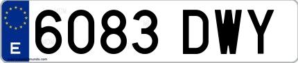 Ejemplo de matrícula española 6083 DWY