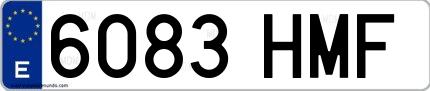 Ejemplo de matrícula española 6083 HMF