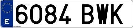 Ejemplo de matrícula española 6084 BWK