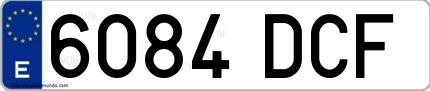 Ejemplo de matrícula española 6084 DCF