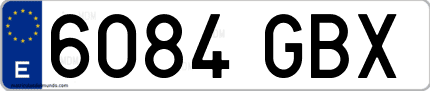 Ejemplo de matrícula de coche ordinaria 6084 GBX