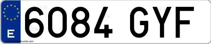 Ejemplo de matrícula española 6084 GYF