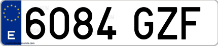 Ejemplo de matrícula de coche ordinaria 6084 GZF