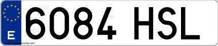 Ejemplo de matrícula española 6084 HSL