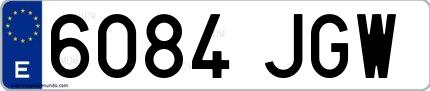 Ejemplo de matrícula de coche ordinaria 6084 JGW