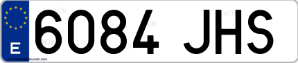 Ejemplo de matrícula de coche ordinaria 6084 JHS