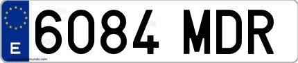 Ejemplo de matrícula española 6084 MDR