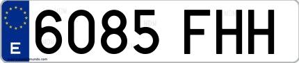 Ejemplo de matrícula española 6085 FHH