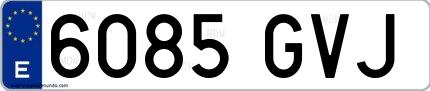 Ejemplo de matrícula española 6085 GVJ