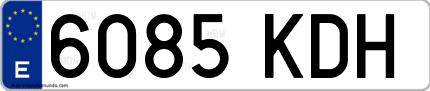 Ejemplo de matrícula de coche ordinaria 6085 KDH