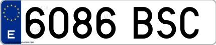 Ejemplo de matrícula española 6086 BSC