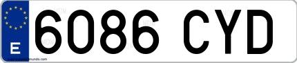 Ejemplo de matrícula española 6086 CYD