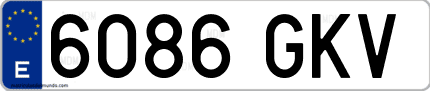 Ejemplo de matrícula de coche ordinaria 6086 GKV