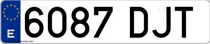 Ejemplo de matrícula española 6087 DJT