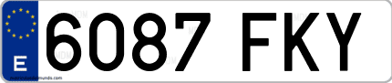 Ejemplo de matrícula de coche ordinaria 6087 FKY