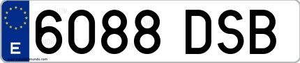 Ejemplo de matrícula española 6088 DSB