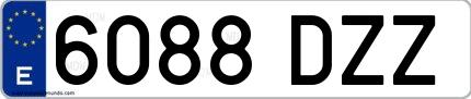 Ejemplo de matrícula de coche ordinaria 6088 DZZ