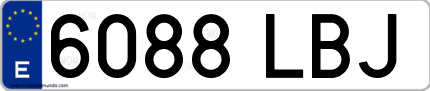Ejemplo de matrícula de coche ordinaria 6088 LBJ