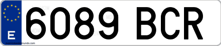 Ejemplo de matrícula de coche ordinaria 6089 BCR