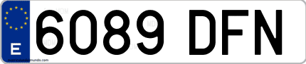 Ejemplo de matrícula de coche ordinaria 6089 DFN