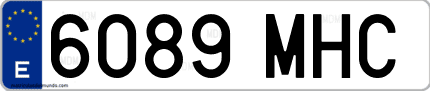 Ejemplo de matrícula de coche ordinaria 6089 MHC