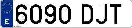 Ejemplo de matrícula española 6090 DJT