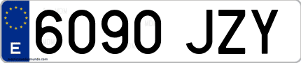Ejemplo de matrícula de coche ordinaria 6090 JZY