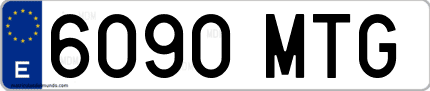 Ejemplo de matrícula de coche ordinaria 6090 MTG