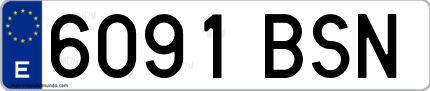 Ejemplo de matrícula de coche ordinaria 6091 BSN