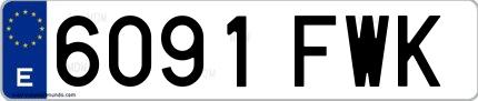 Ejemplo de matrícula española 6091 FWK
