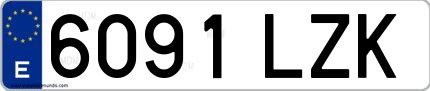 Ejemplo de matrícula española 6091 LZK