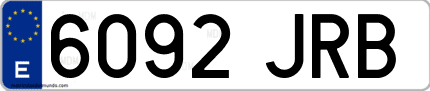 Ejemplo de matrícula de coche ordinaria 6092 JRB