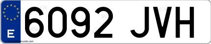 Ejemplo de matrícula española 6092 JVH